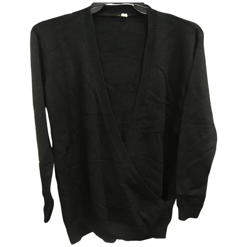 softome Women's Knitted Deep V-Neck Long Sleeve Wrap Front Loose Sweater .